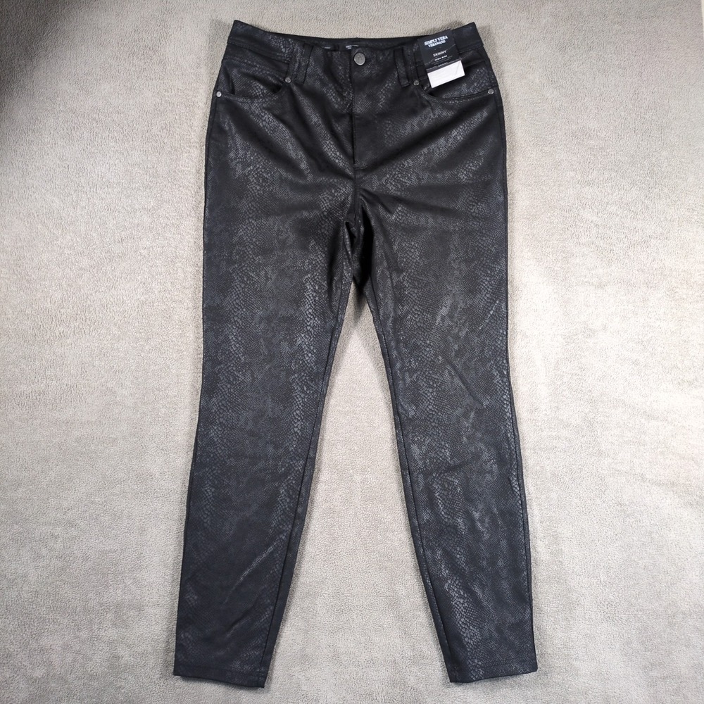 Simply Vera Vera Wang Polished Twill Pants Womens Large Black Snake Print Skinny